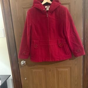 St. John's Bay Red Pea Coat with Hood